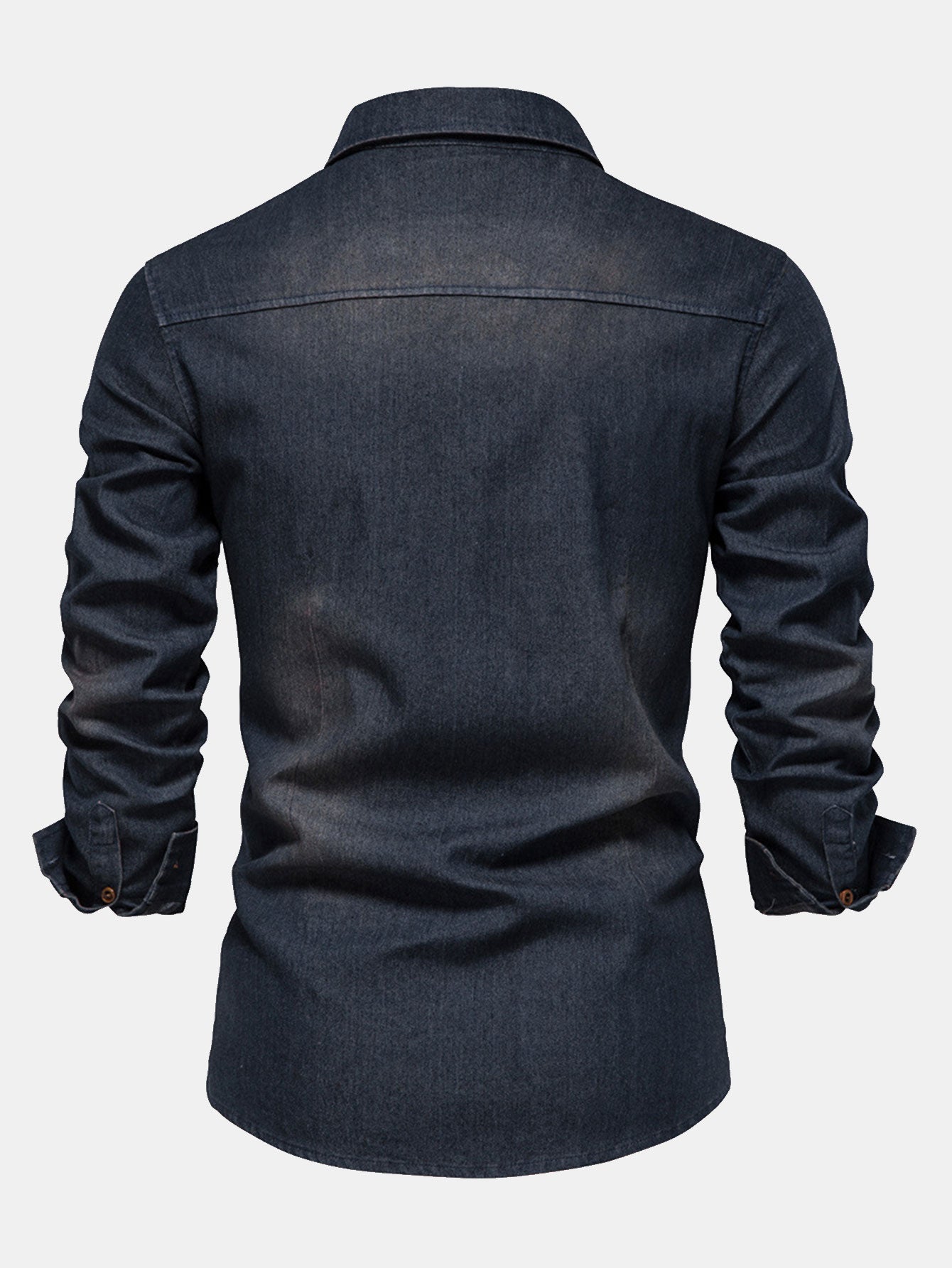 Gewaschenes Denim Westernhemd mit Taschen