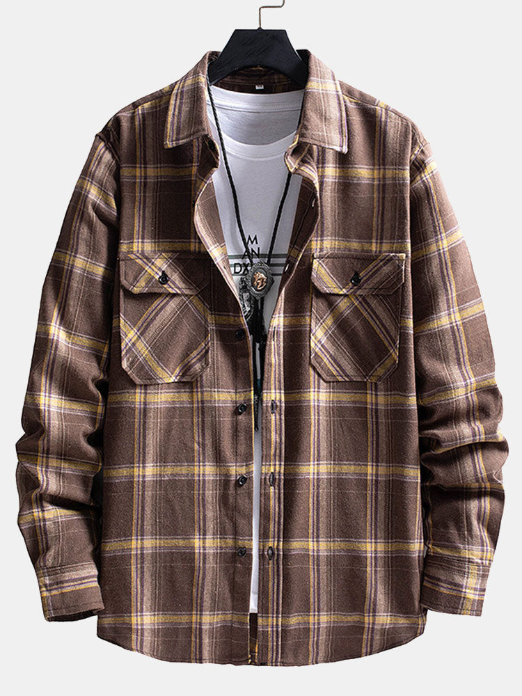 Double Patch Pockets Plaid Shirt