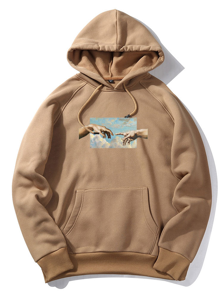 Creation Of Adam Print Hoodie